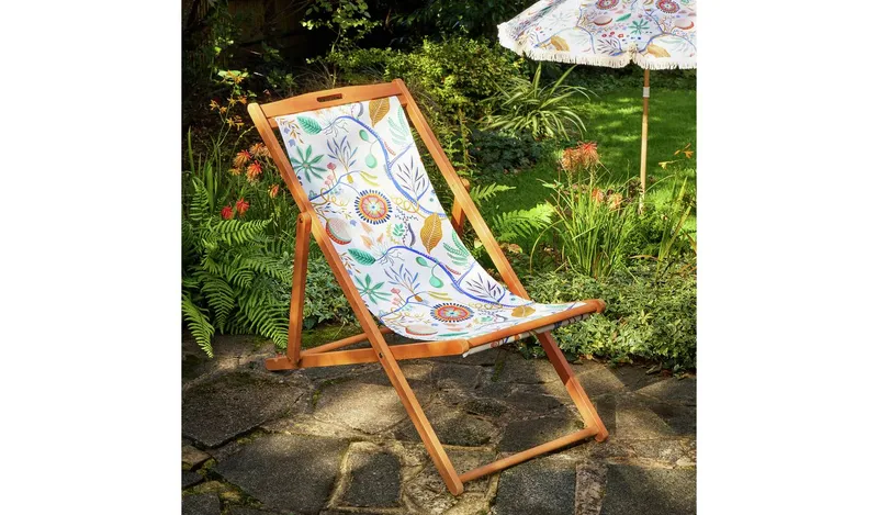 Habitat x Scion Folding Garden Deck Chair - Jackfruit Print