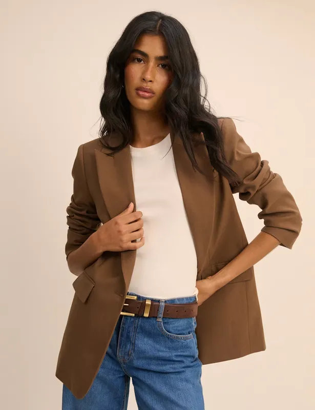Nobody's Child Relaxed Single Breasted Blazer with Wool