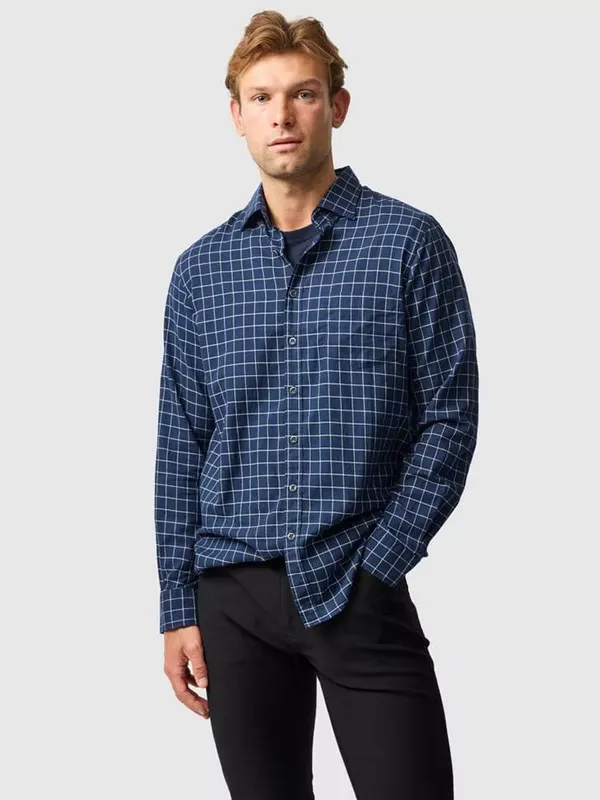 Rodd & Gunn Glenrock Windowpane Check Cotton Shirt, Midnight