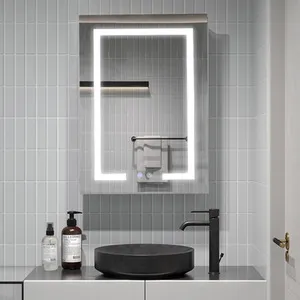 Anti Fog LED Dimmable Mirror Cabinet With Shaver Socket - White / 50cm
