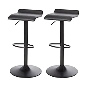 GoodHome Karonda Black Adjustable Swivel Bar stool, Pack of 2