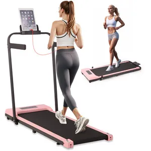 2 in 1 Foldable Home Fitness Walking Running Treadmill With Handrail - Pink