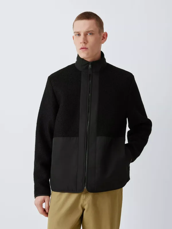 Kin Stand Collar Borg Jacket, Black