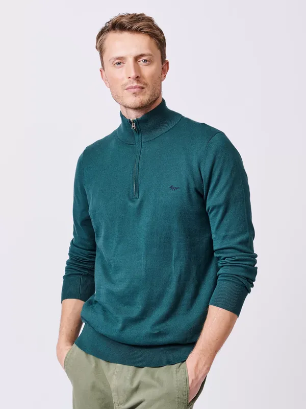 Aubin Daw Zip Neck Cotton Knit Jumper