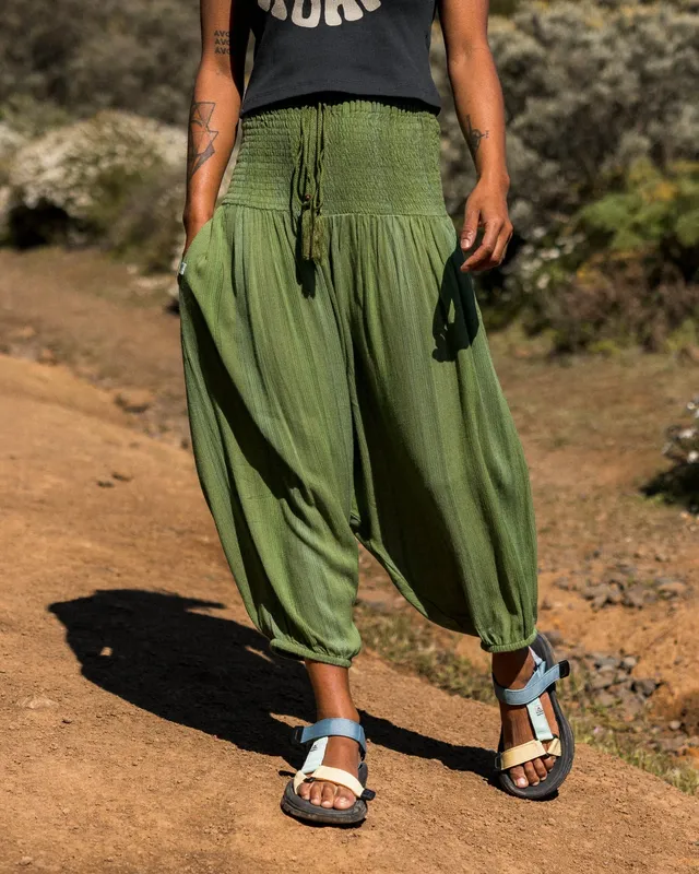Passenger Clothing Daylily Loose Trouser - Stem Green Stripe