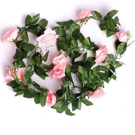 Best Artificial 7ft Baby Pink Silk Rose Garland - Pink