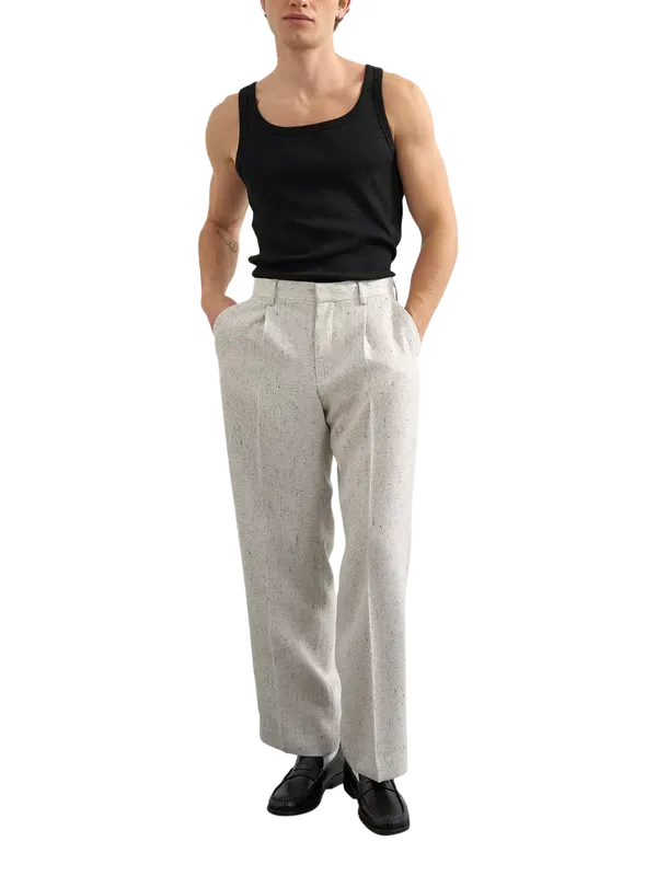 Topman Relaxed Fit Boucle Suit Trousers, Cream