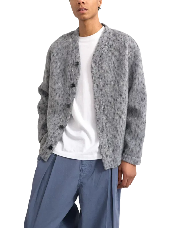 Topman Textured Leopard Print Cardigan, Grey