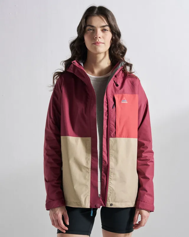 Passenger Clothing Trailscape Women's Waterproof Jacket - Maroon/Stone
