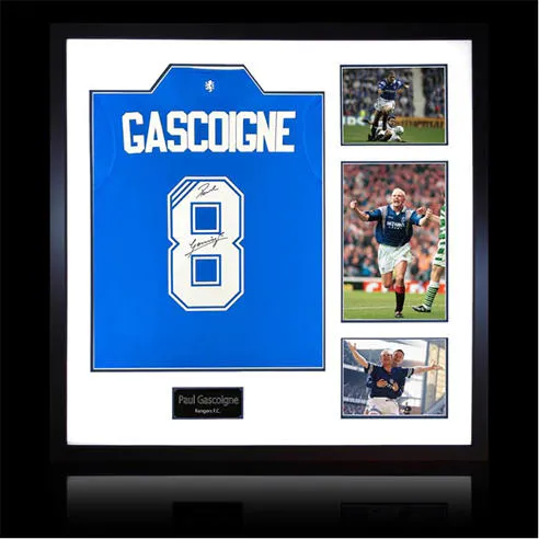The Fan Cave Paul Gascoigne Signed Rangers Shirt Elite Frame