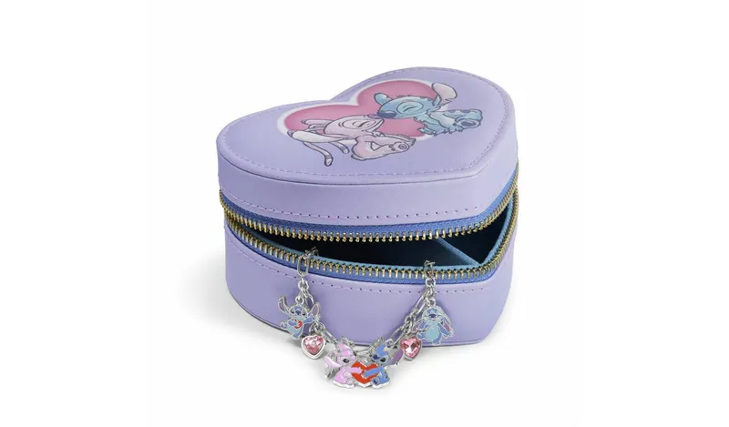 Disney Stitch & Angel Heart Jewellery Box and Bracelet Set