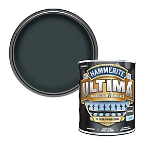 Hammerite Ultima Dark Grey Gloss Multi-surface Exterior Topcoat Metal paint, 750ml
