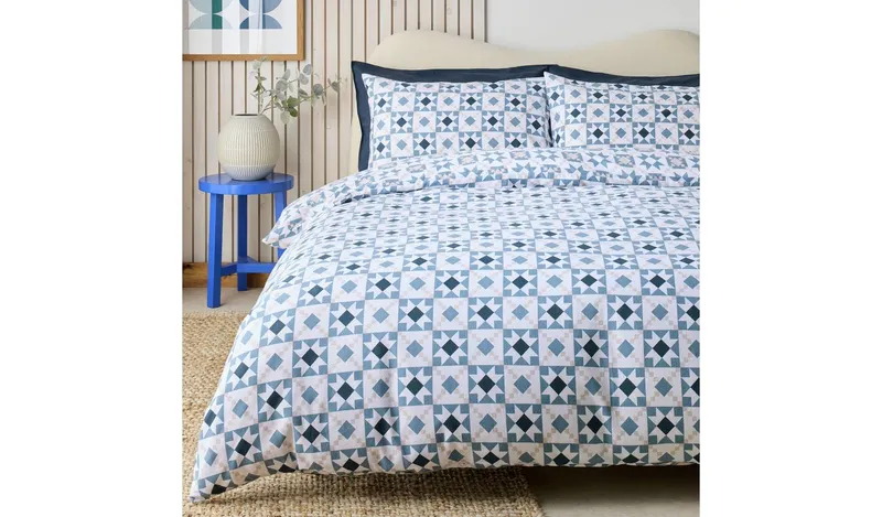 Habitat Brushed Cotton Tile Print Bedding Set