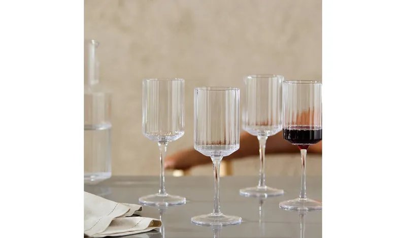 Habitat Wide Ribbed Set of 4 Wine Glass