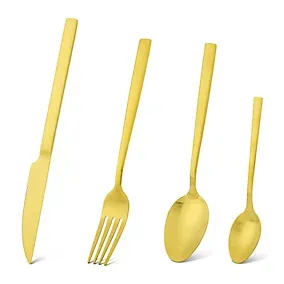 Stainless steel Brushed Gold effect 16 piece Cutlery set