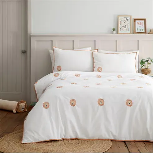 Catherine Lansfield Embroidered Lions Duvet Cover Set