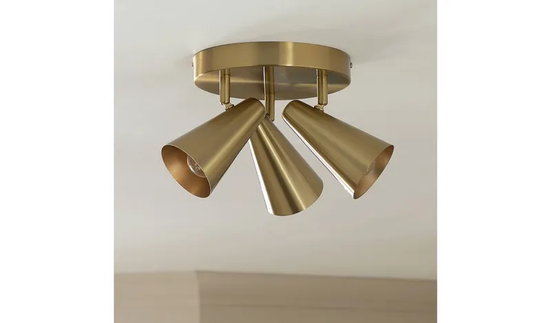 Argos Home Steel 3 Lights Spotlight Plate - Brass