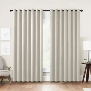 Pair of Solid Color Curtains - Beige / 229cm