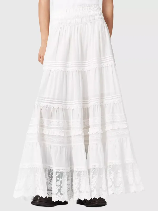 AllSaints Meadow Tiered Maxi Skirt, White