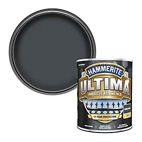 Hammerite Ultima Dark Grey Matt Multi-surface Exterior Topcoat Metal paint, 750ml