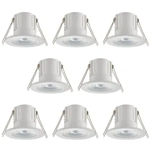 Saxby Integrated LED Fire Rated IP65 Fixed Matt White Downlight - Pack of 8
