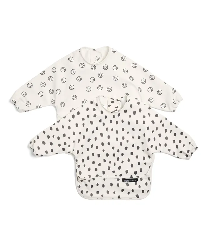 Mamas & Papas Another Fox Long Sleeved Bibs (2 Pack) Faces/Cheetah Spot