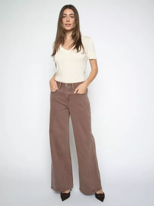 MOS MOSH Dara Shadow Wide Leg Jeans, Coffee Quartz