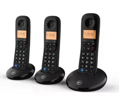 BT Everyday Cordless Phone - Triple Handsets, Black