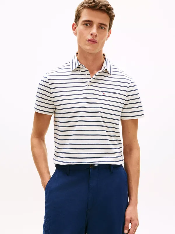 Tommy Hilfiger Cotton Regular Fit Short Sleeve Stripe Polo Shirt