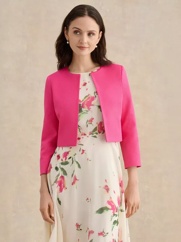 Hobbs Eliza Open Neck Jacket, Bright Pink
