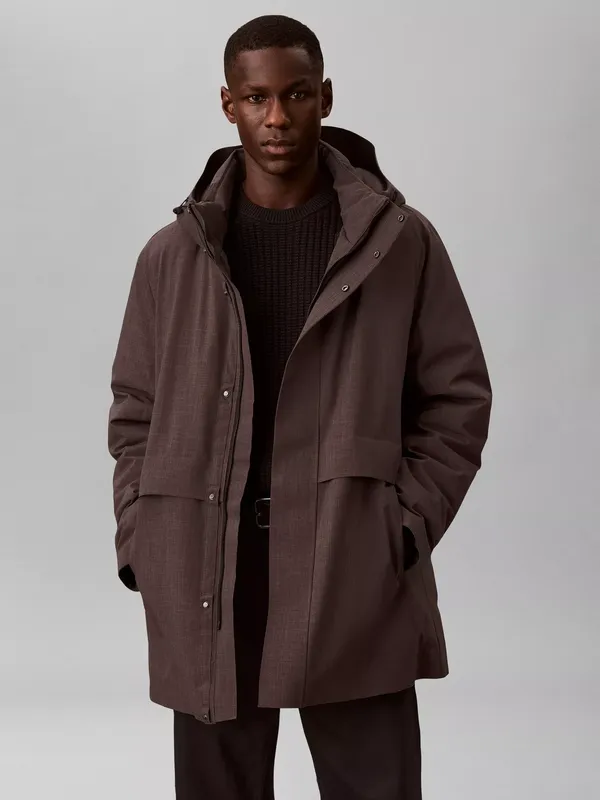 Calvin Klein Heathered Puffer Jacket, Black