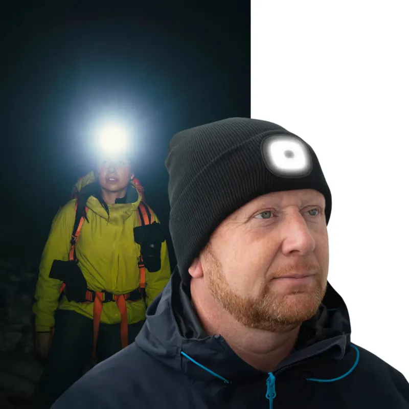 NIGHTSEARCHER Beanie-X - 200 Lumen Knitted Hat with Integrated Rechargeable LED Torch