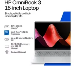 HP OmniBook 3 16" Laptop - Intel® Core™ 5, 512 GB SSD, Silver