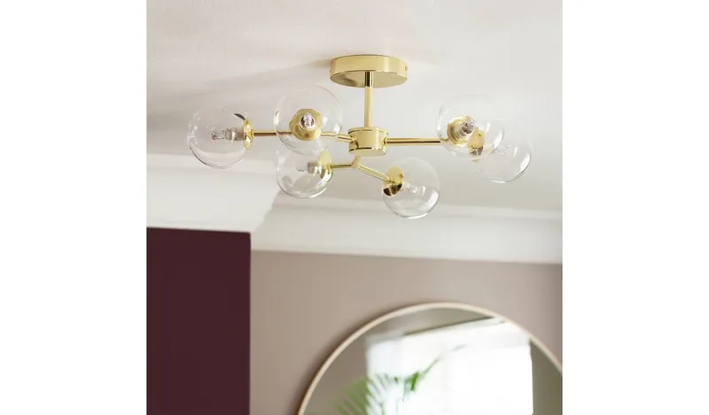 Argos Home Molecular 6 Light Metal Flush Ceiling Light - Brass