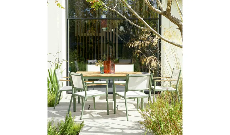 Habitat Mylar 6 Seater Metal Patio Set - Green
