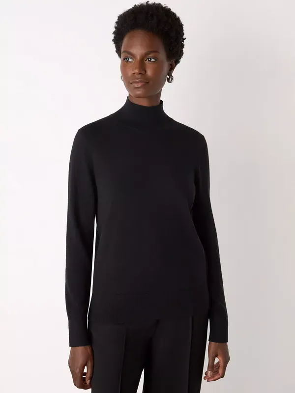 Whistles Fine Knit Funnel Neck Jumper, Black