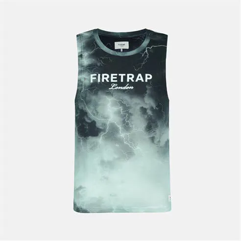 Firetrap Men's Sub Lightning Print Cotton Muscle Vest