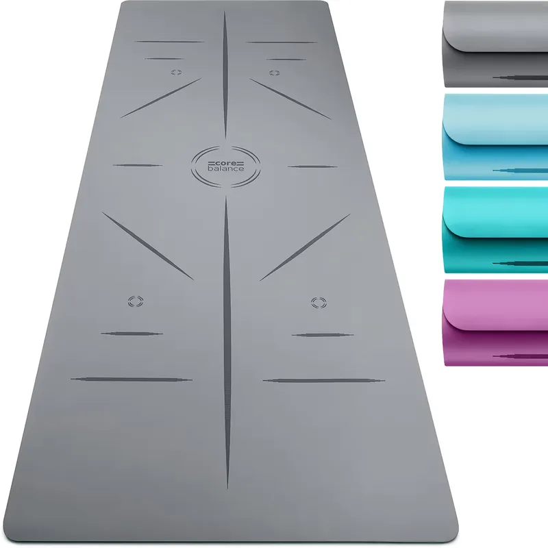 CORE BALANCE Rubber Yoga Mat With Body Alignment Lines Non Slip Extra Wide Core Balance
