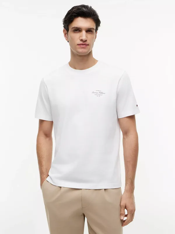 Tommy Hilfiger Cotton Maritime Print Crew Neck T-Shirt, White