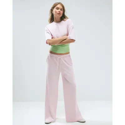 Pink Premium Drawstring Wide Leg Joggers