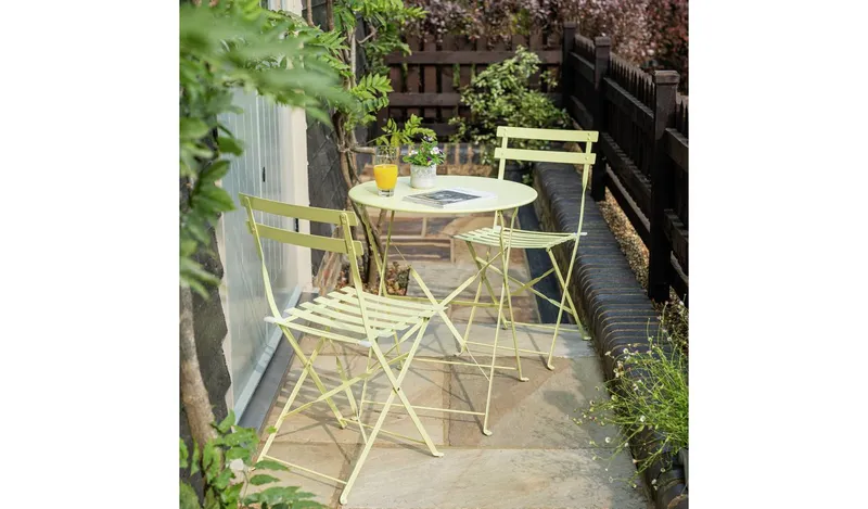 Habitat Eve 2 Seater Folding Metal Garden Bistro Set- Yellow