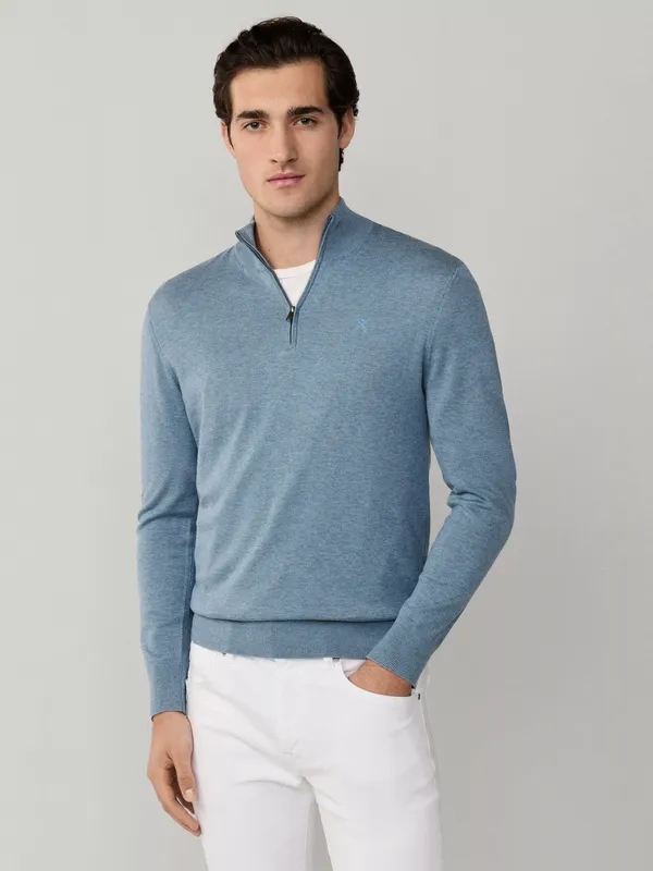 Hackett London Cotton with Silk Quarter-Zip Jumper