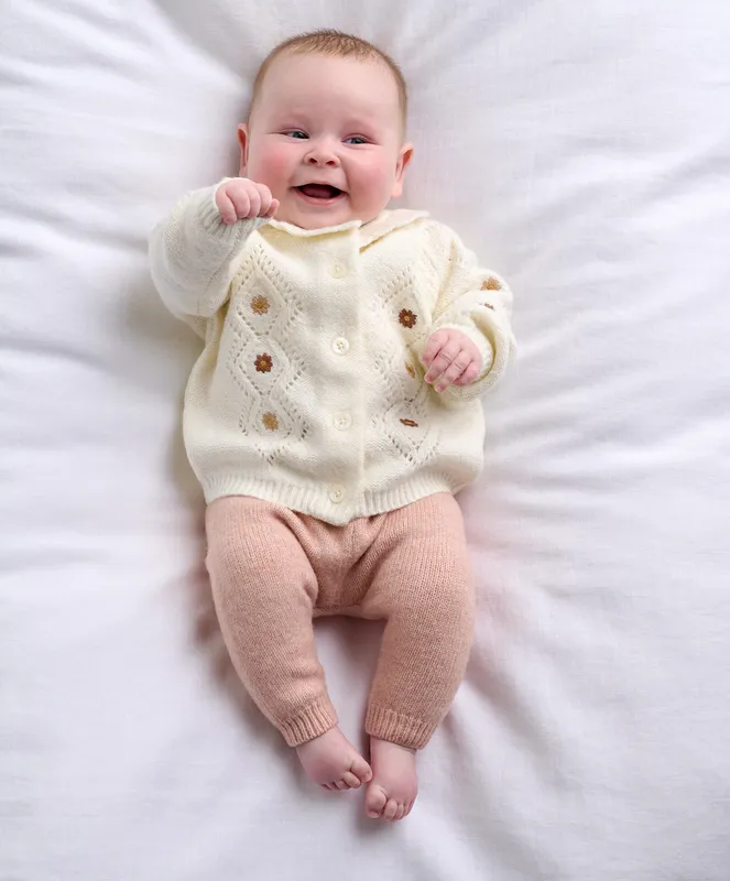 Mamas & Papas Embroidered Knit Cardigan & Legging Set (2 Pieces)