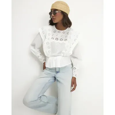 White Cutwork Blouse