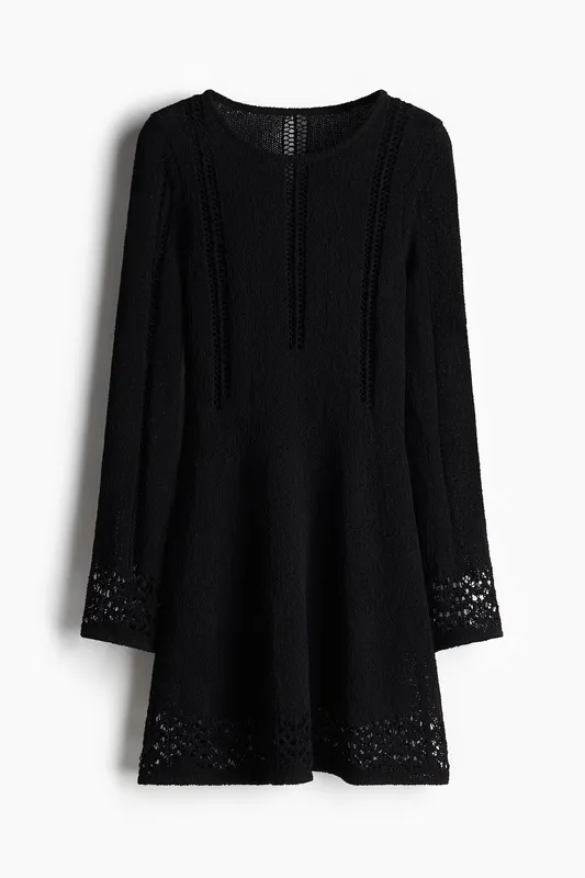 Hole-knit mini dress