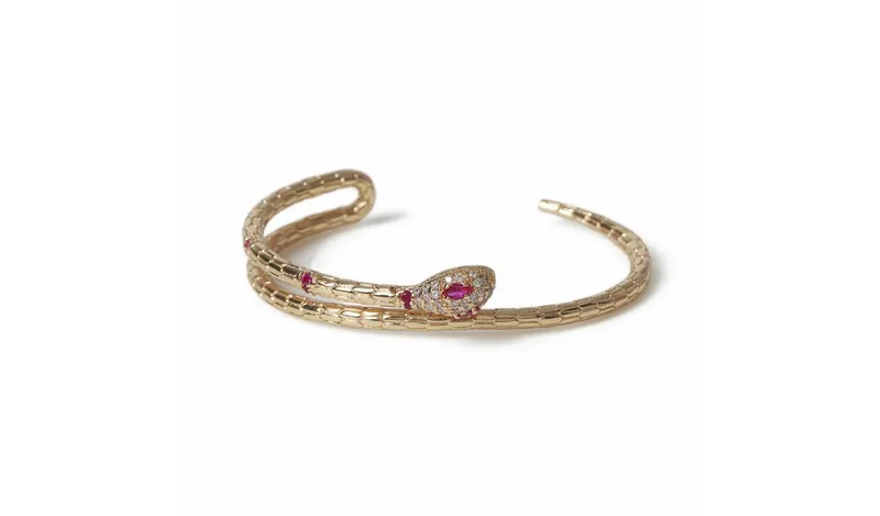 Freedom Gold Tone Crystal Snake Cuff Bracelet