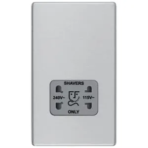 BG Screwless Flat Plate Dual Voltage Shaver Socket - Brushed Steel