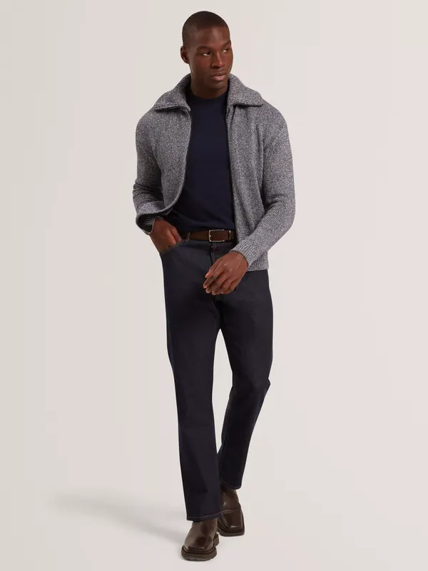 Ted Baker Varink Zip Front Cotton Blend Jumper, Navy