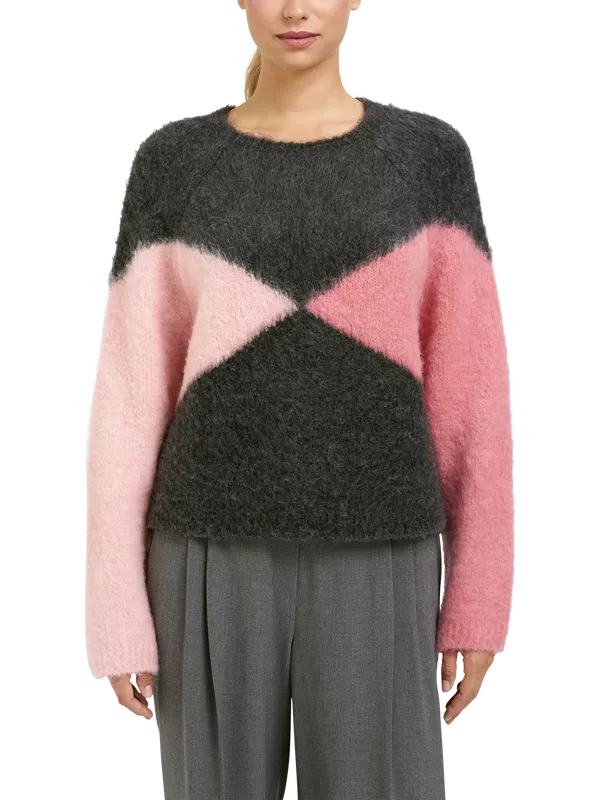 Smith & Soul Abstract Argyle Jumper, Anthracite