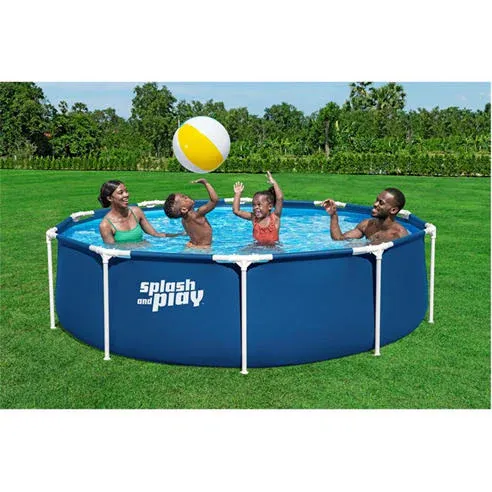 Bestway Splash and Play 10ft x 30in Dark Blue Round Steel Pro Above Ground Pool
